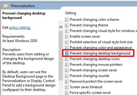 double click on prevent changing desktop background