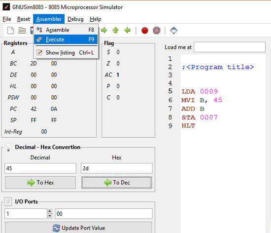 gnusim8085 compilation