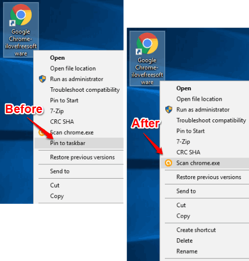 pin to taskbar option removed from context menu