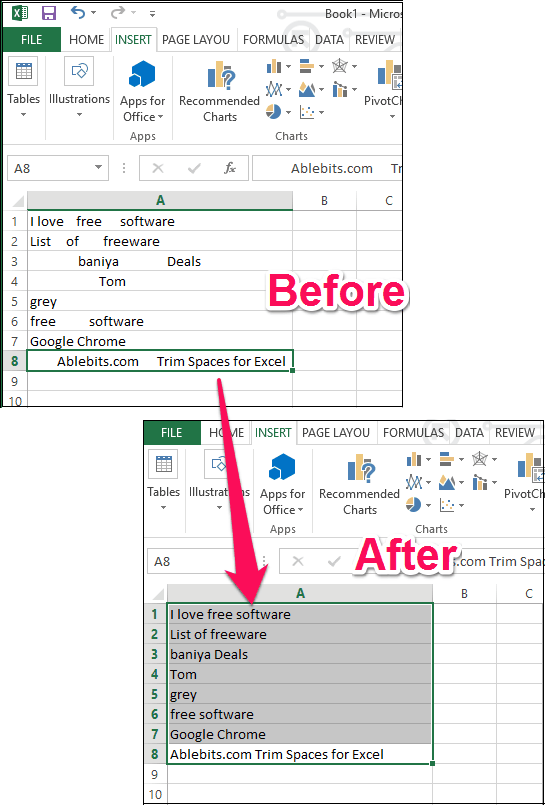 remove leading, trailing spaces from entire excel sheet