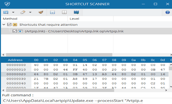 remove malicious shortcuts from Windows- shortcut scanner