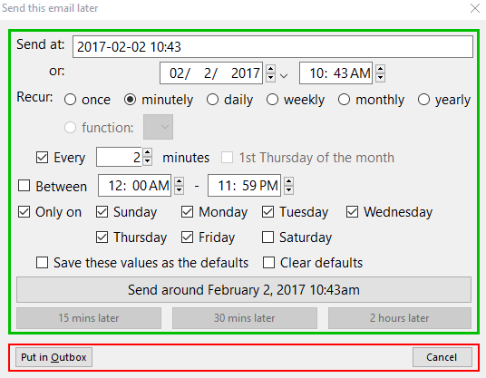 schedule recurring gmail emails- thunderbird send later plugin