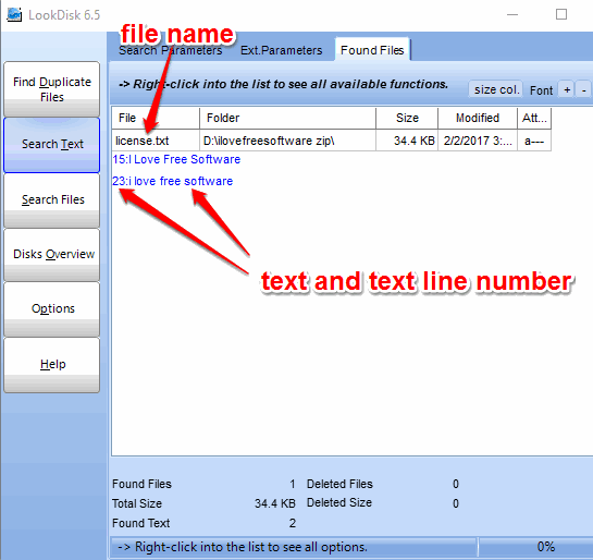 search text in zip files without extracting them