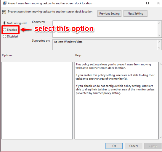select enabled option and save