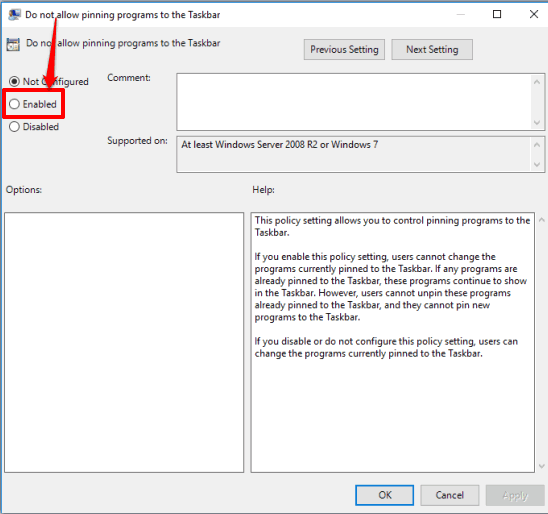 select the enabled option and save your changes