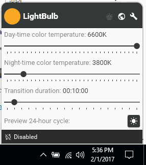 set day and night time color, transition duration