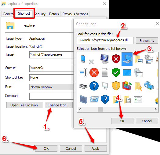 set this pc icon for shortcut