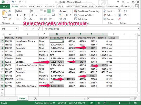 show cells formula output