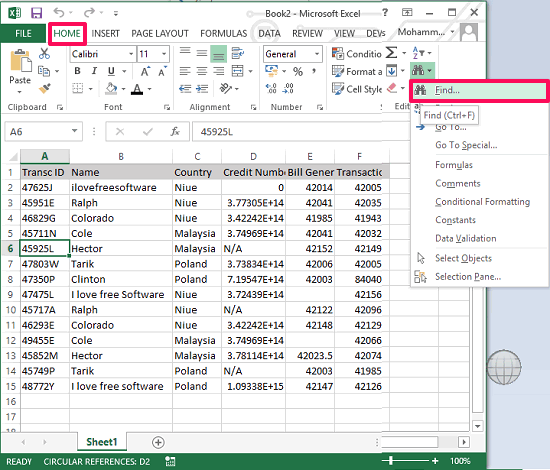 show cells formula specific invoking