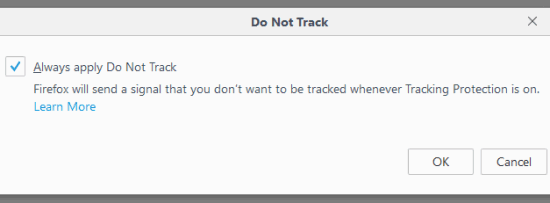 tick always apply do not track option