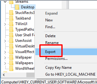 use export option