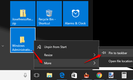 use pin to taskbar option