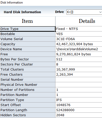 view disk information