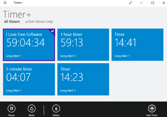 windows 10 multi timer apps- timer+