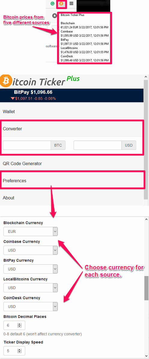 Bitcoin ticker plus in its action