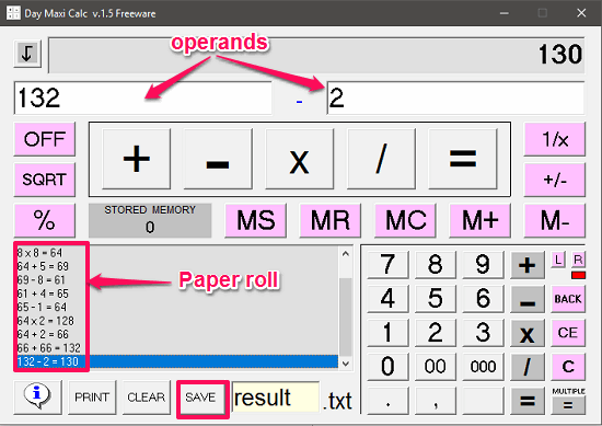 Day Maxi Calc in action