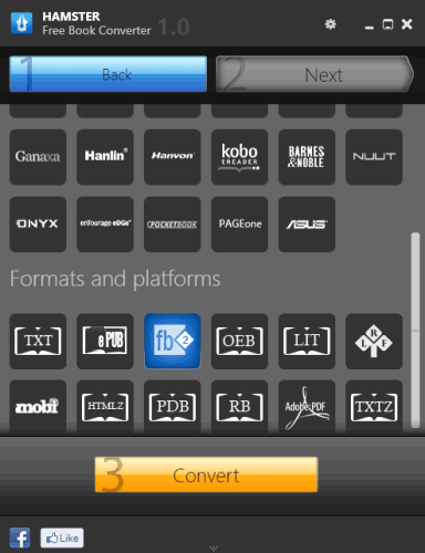 HAMSTER Free eBook Converter Software interface