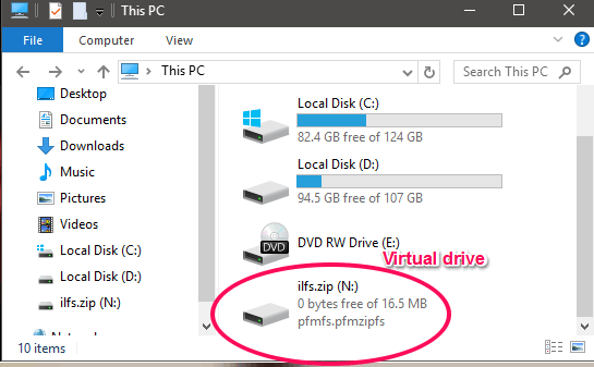 How To Mount ZIP Files As Virtual Drive In Windows 10