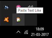 Paste text like in system tray