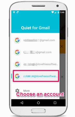 Quiet for Gmail adding account