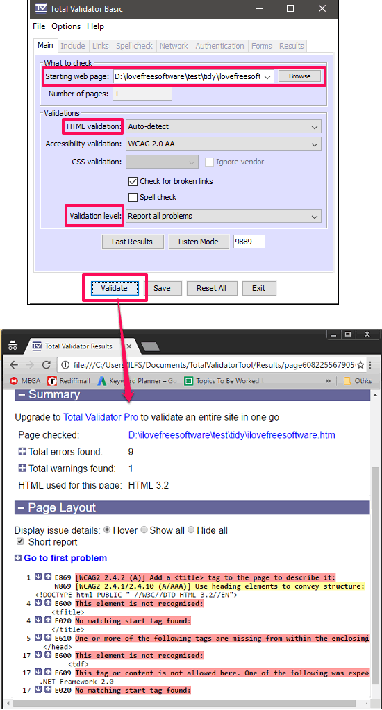 Total validator Basic ina ction