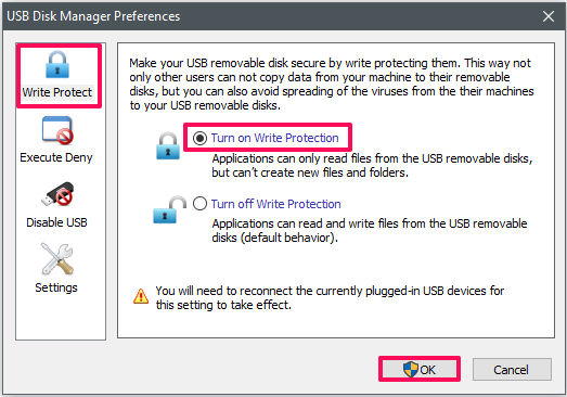 USB Disk Manager in action