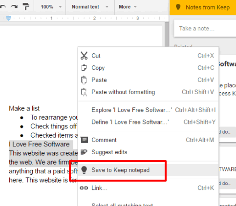 add text as google keep note
