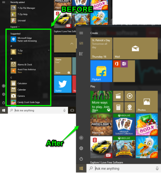 app list is hidden in windows 10