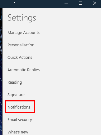 click notifications option