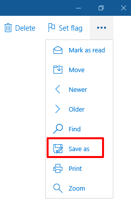 click save as option