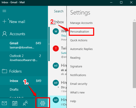 click settings and then personalisation