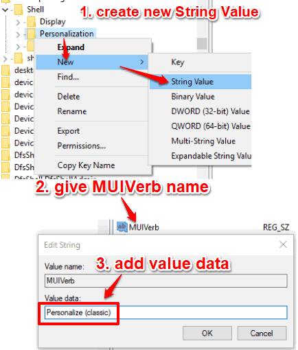 create MUIVerb String value and add its value data