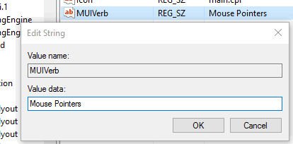create MUIVerb string value and add value data
