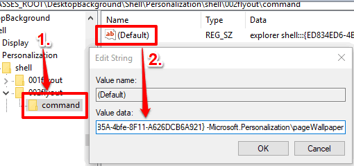 create command key for desktop background and add value