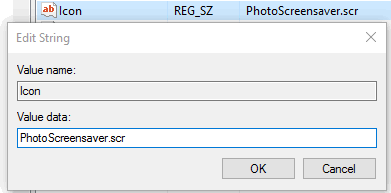 create icon key and add photo screensaver.src value data