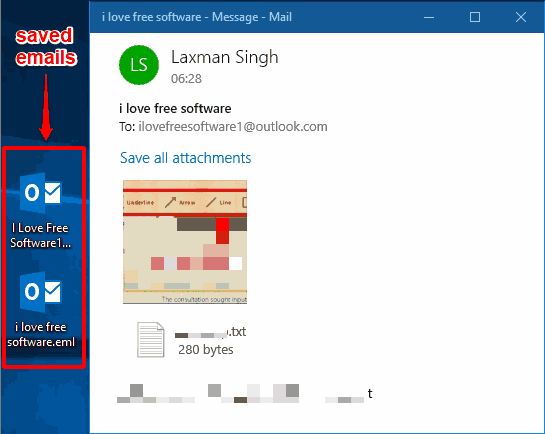 emails saved from mail app of windows 10