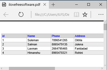 exportizer exported the database file