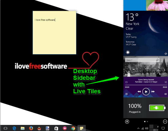 free desktop sidebar for windows 10 with live tiles