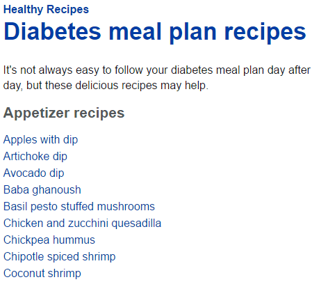 free online diabetic cookbook website- mayo clinic- diabetes meal plan recipes