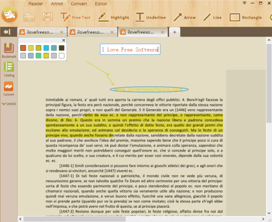 free ebook reader software with tabbed ui and annotation tools