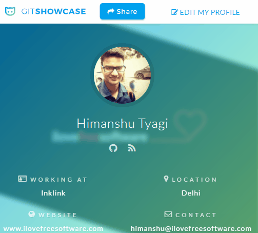 gitshowcase- how your online github portfolio looks like- create online portfolio for your github profile