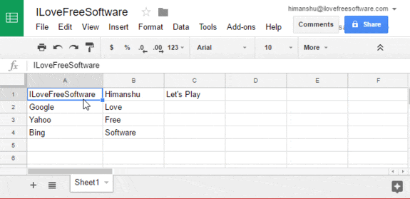 google sheet addon to see onle selected data or select area