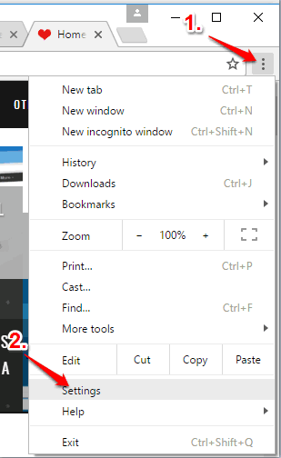open menu and click settings