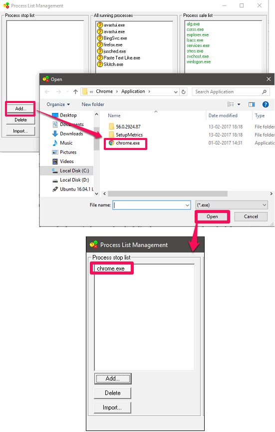 process patrol stop process added