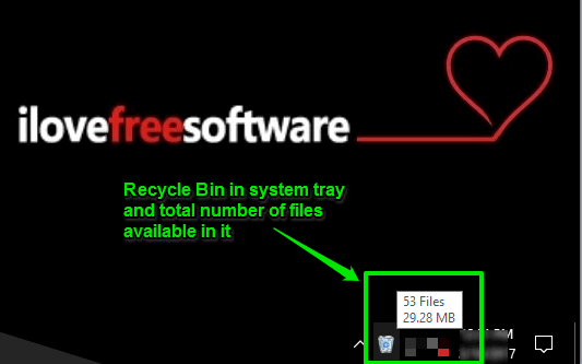 recycle bin visible in windows 10 system tray