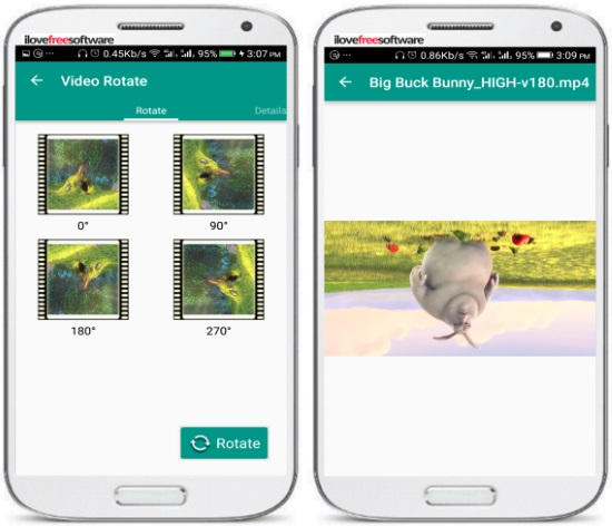 rotate videos on android