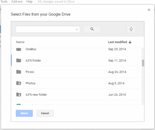 select files from your Google Drive