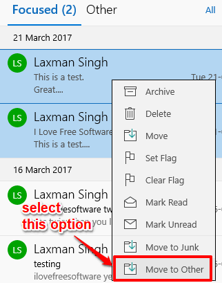 select move to other option