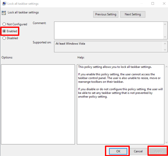 select the enabled option and save changes