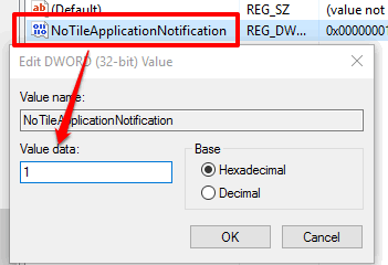 set 1 in value data of notileapplicationnotification